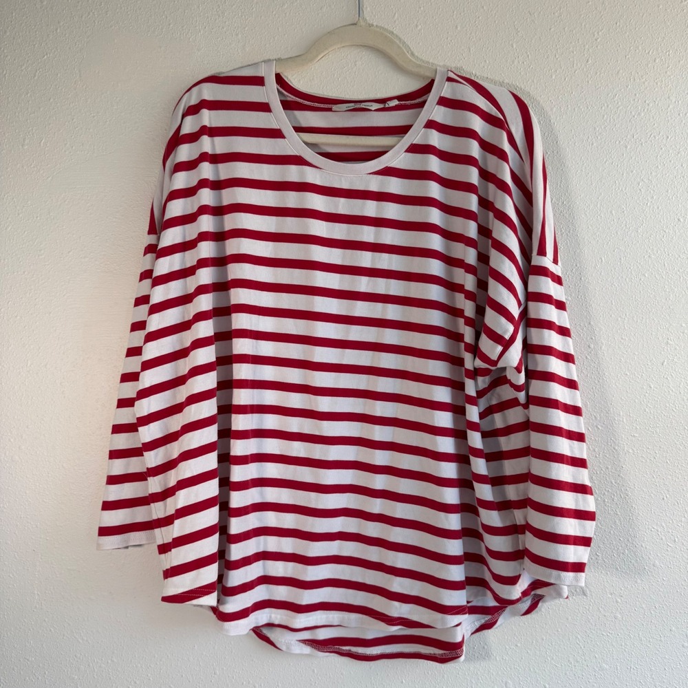 Vineyard Vines Women's Striped Long Sleeve T-Shirt Top Red‎ White XL